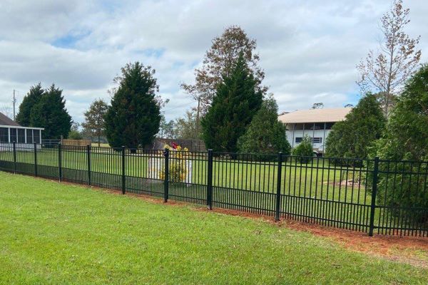 Aluminum fence installation in Milton Florida
